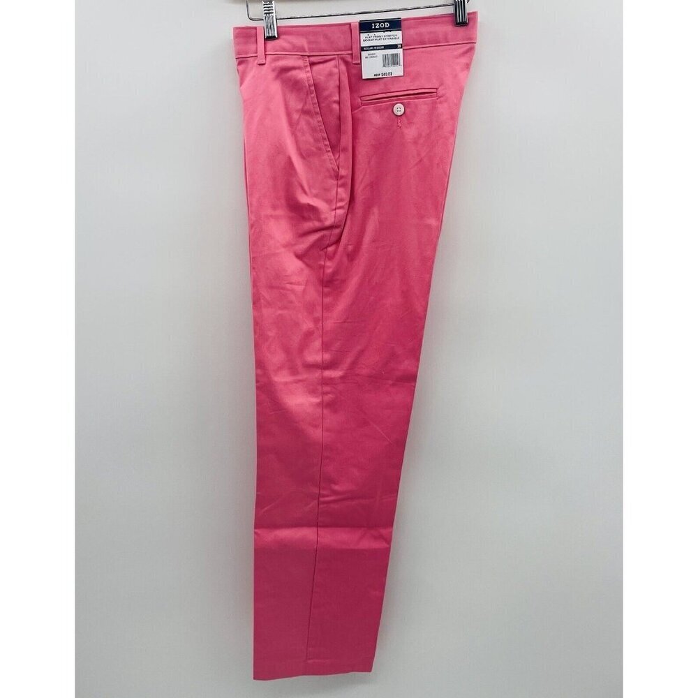 IZOD Youth Boys Size 20 Flat Front Stretch Devant Plat Extensible Khaki Pants